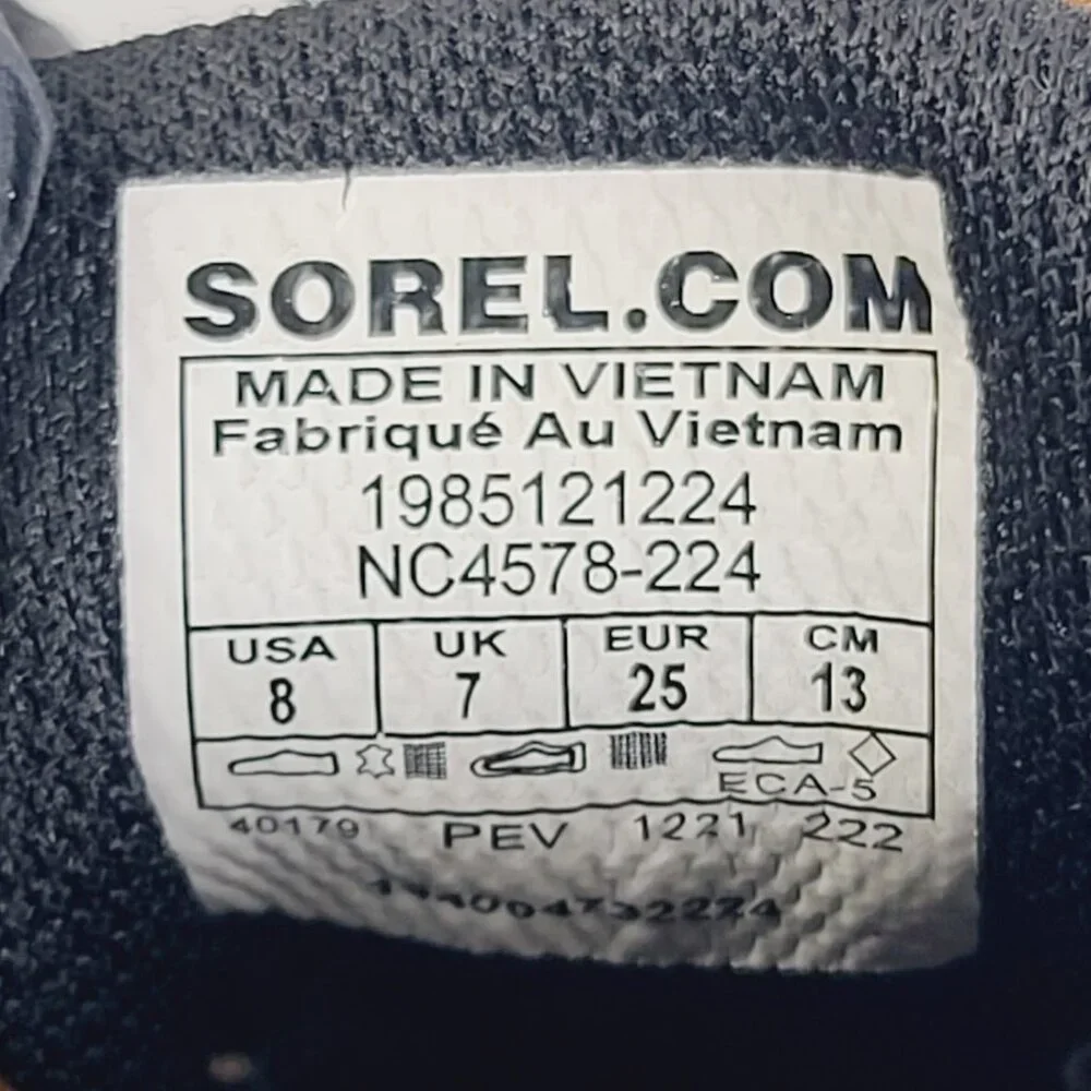 Sorel Boy's Black Tan Out N About Classic Leather Ankle Rain Duck Boots Sz 8